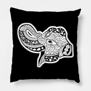 Elegant mandala elephant in black and wihte Pillow