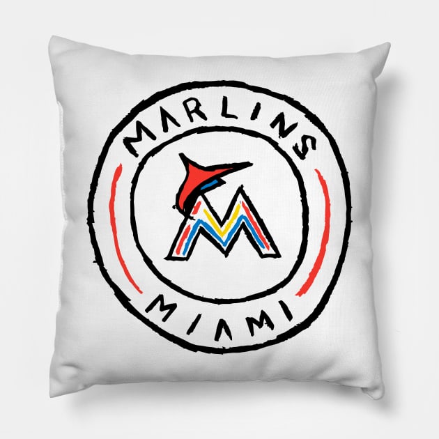 Miami Marliiiins Pillow by Very Simple Graph