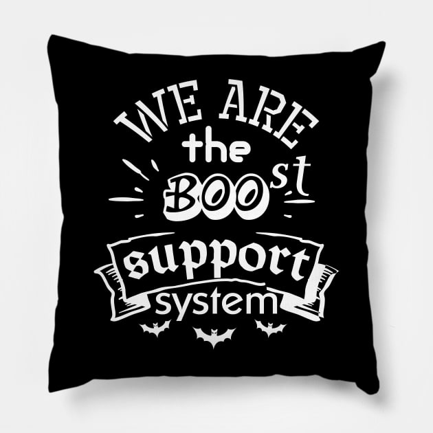 Lung cancer awareness white ribbon we are the Boo-st support system Pillow by Shaderepublic