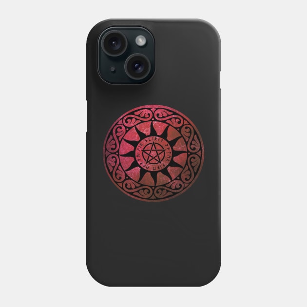 Five Elements Runic Magical Pentacle - Red Version Phone Case by sarahwainwright