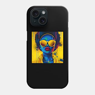 Black woman with gold sunglasses, in retro fashion style Phone Case