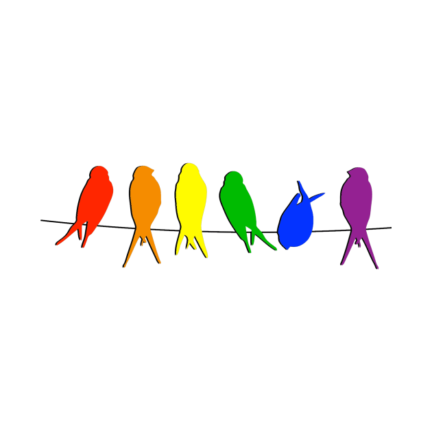 Rainbow Birds on a Line by ColorFlowCreations