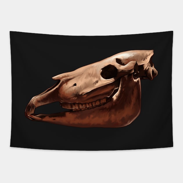 Ice Age Wild Horse Skull Tapestry by Pip Tacla