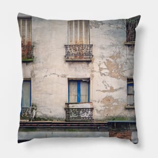 Abandoned building facade Pillow