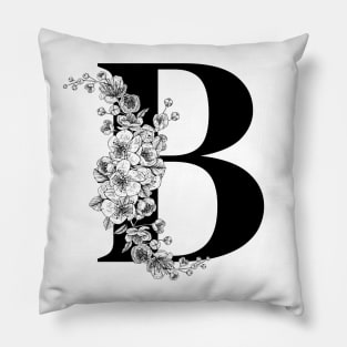 B alphabet Botanical cherry blossom sakura flowers Pillow