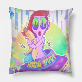 Dope Life is art alien in spaceship floating illustration Pillow