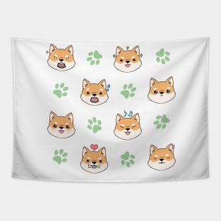 Chibi Shiba Red Tapestry