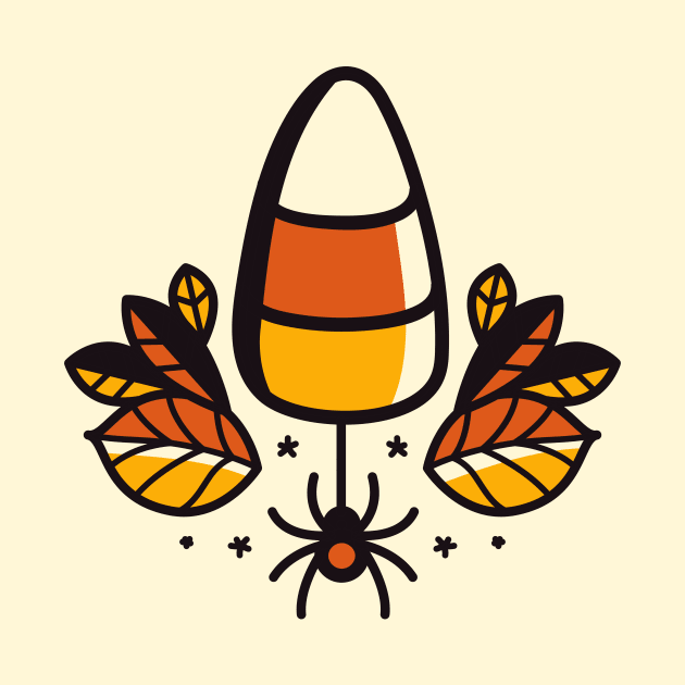 Halloween Candy Corn and Spider Illustration by SLAG_Creative