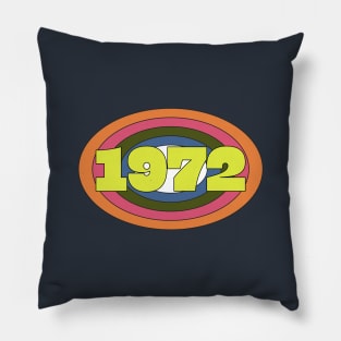 Yellow Year 1972 Rainbow Ellipse Vintage Typography Pillow