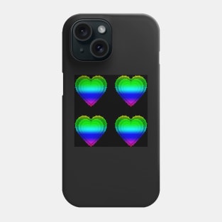 Rainbow Barbwire Hearts With Black Background Phone Case