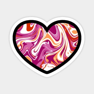 Lesbian Pride Marble Heart Magnet