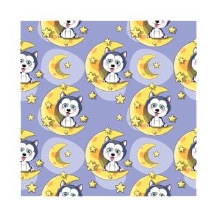 Cartoon husky puppy pattern T-Shirt