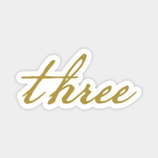 Three Christmas Gift Minimal Typography Gold Script Magnet