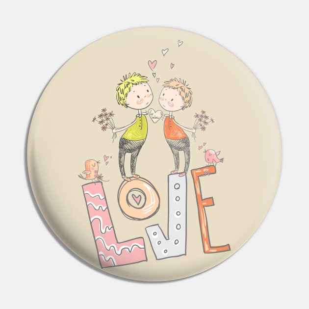 Big Love With 2 Boys - Boy loves Boy Pin by Lucia