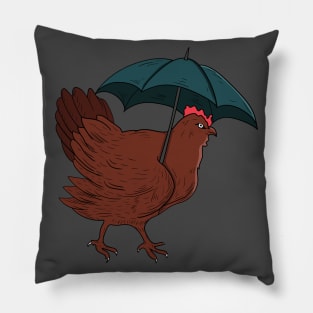 hen with umbrella Pillow