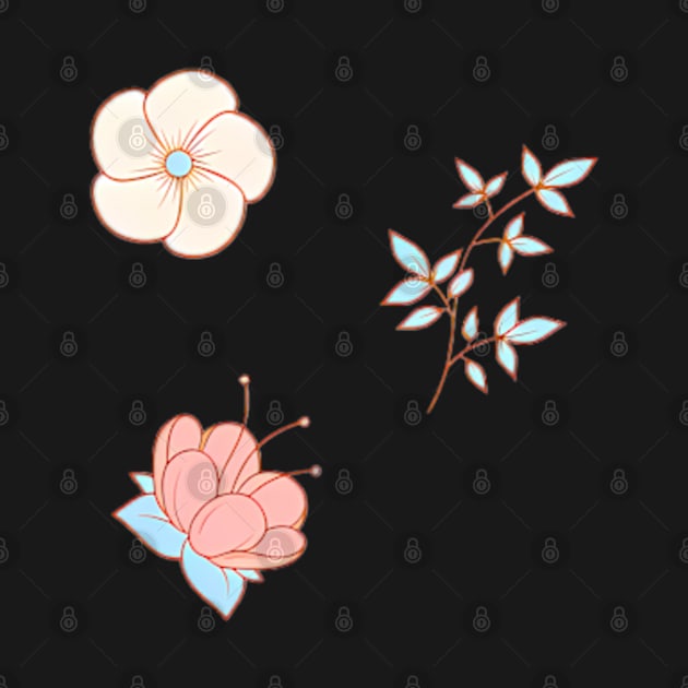 Cute flowers and leaves pattern by BrisaArtPrints