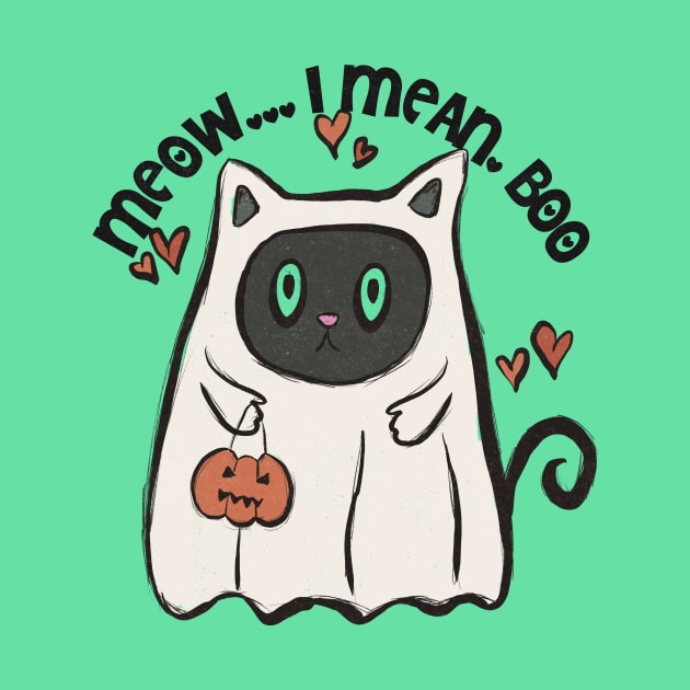 Meow I Mean Boo Cat Halloween Costume by Teewyld