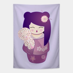 Kokeshis Mother and baby Tapestry