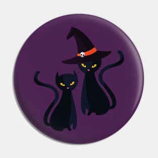 Cute Halloween Black Cats with Hat Autumn Fall Cat Lover Pin