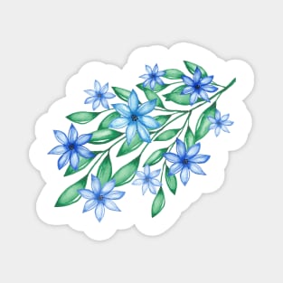 Blue Watercolor Wild Flower Magnet