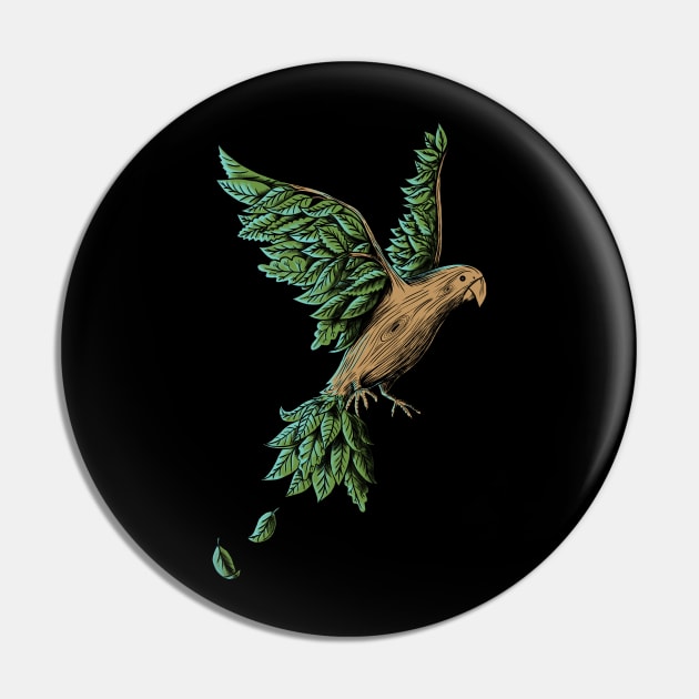 wood bird Pin by coffeeman