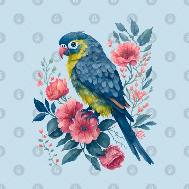 cute conure parrot parakeet watercolor illustration by Oranjade0122