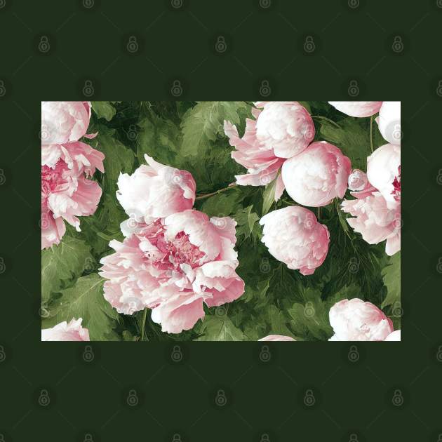 Beautiful green leaves , pink flowers design by DyeruArt