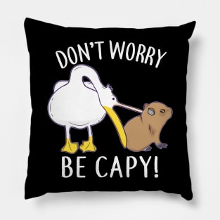 Don't Worry, Be Capy. Capybara Orange Unbothered Funny Pillow