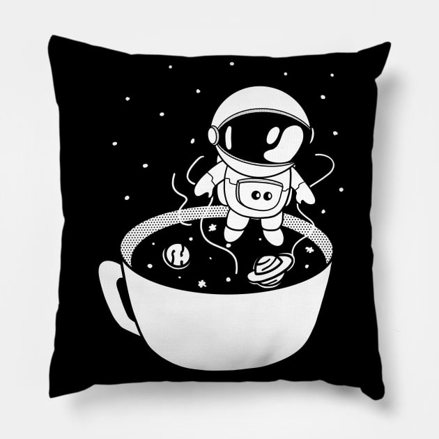 Coffee In Space Cute Astronaut Stars Planet Mug Pillow by Foxxy Merch