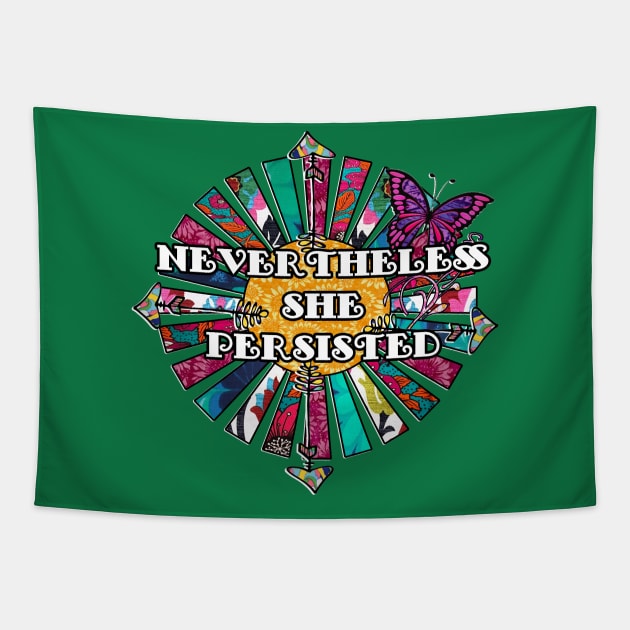 Nevertheless She Persisted Retro Fabric Collage Tapestry by artbyomega