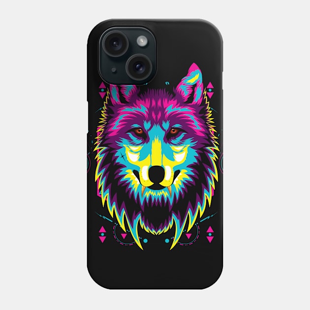 wolf popart head Phone Case by SHINIGAMII