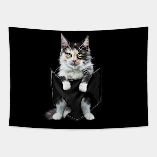 Funny Cute Cat Inside Pocket, Cat Lover Tapestry