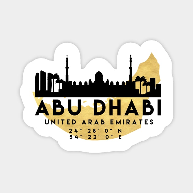 Abu Dhabi United Arab Emirates Skyline Map Art Magnet by deificusArt