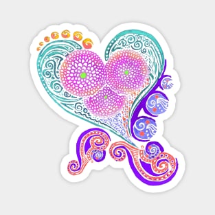 Floral Heart Fantasy - Hearts and Flowers Magnet