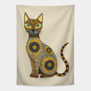 Thai Siamese Cat with Sunflower Pattern Tapestry