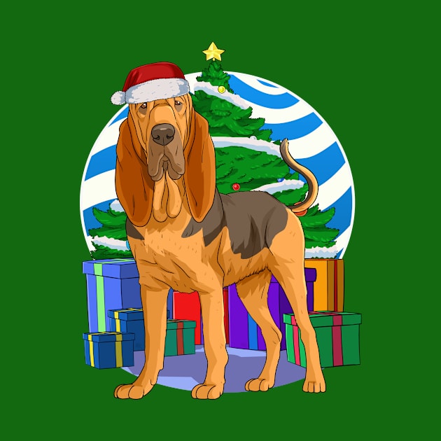 Bloodhound Dog Cute Santa Christmas Gift by Noseking