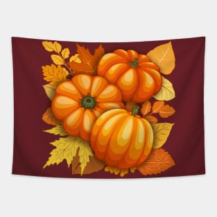 Pumpkins and Autumn Leaves Party Tapestry