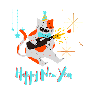 Funny Cat HAPPY NEW YEAR! T-Shirt