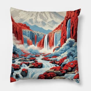 Cascadas Las Nubes Mexico Vintage Poster Tourism Pillow