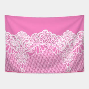 White Lace on Pink Tapestry