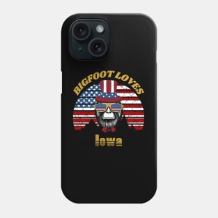 Bigfoot loves America and Iowa Phone Case