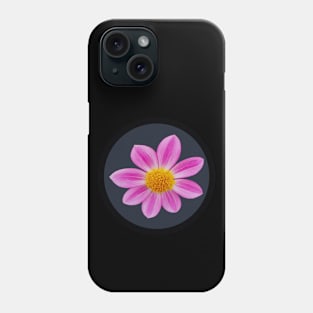 Pink Single Dahlia Flower Circle Frame Phone Case