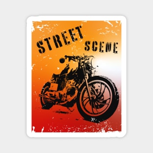 Street motorbike silhouette on grunge background Magnet