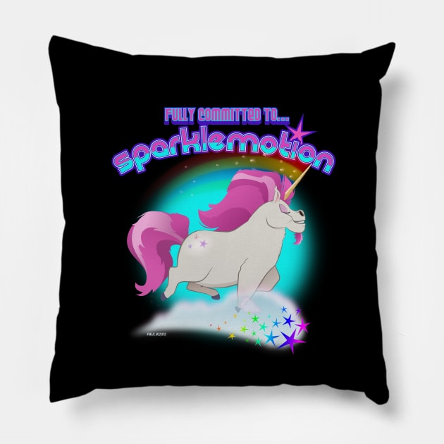 Sparkle Motion Unicorn Pillow by markpaulik