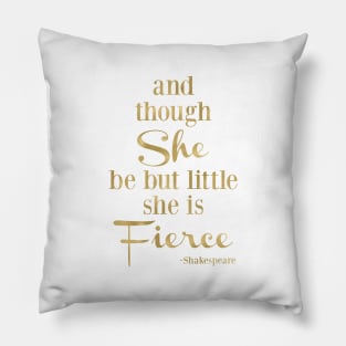 She is Little and Fierce - Gold Pillow