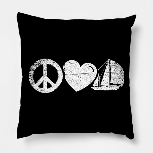 Peace Love Boats Sailing Pillow by ShirtsShirtsndmoreShirts