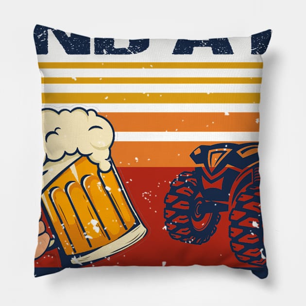 I Like Beer And ATV And Maybe 3 People Vintage Pillow by Biden's Shop