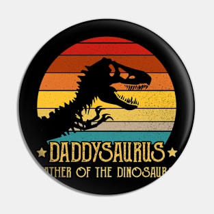 Daddysaurus Father Of The Dinosaurs T rex Retro Vintage Sunset Pin