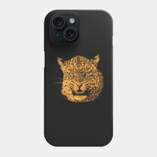 Scary Snarling Leopard with Green Eyes Phone Case