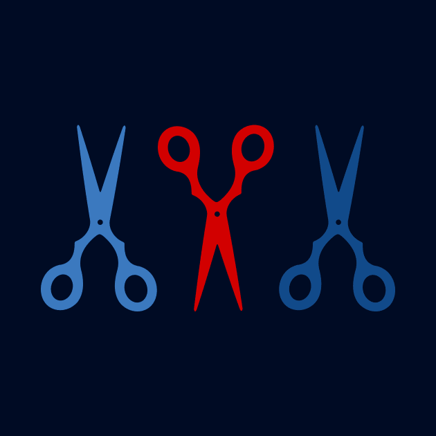 Barber Scissors in a Row - navy blue and red by XOOXOO